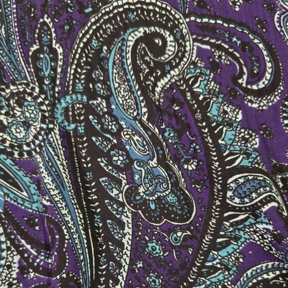 Catherines Purple Paisley Beaded Embellished Collar Flare Sleeve Blouse Boho - Picture 6 of 8